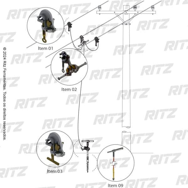 ATR09734-2 (cabo de cobre) Conjunto de Aterramento Temporário para Redes de Distribuição (MT)