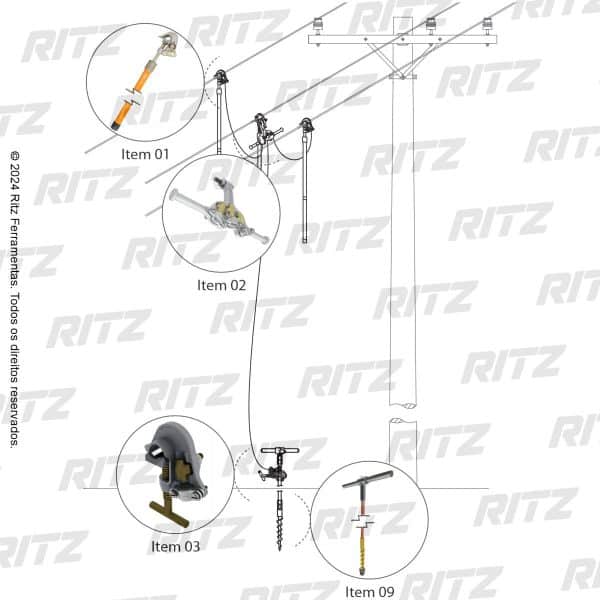 ATR30783-1 Conjunto de Aterramento Temporário com Bastão Isolante para Redes de Distribuição (MT)